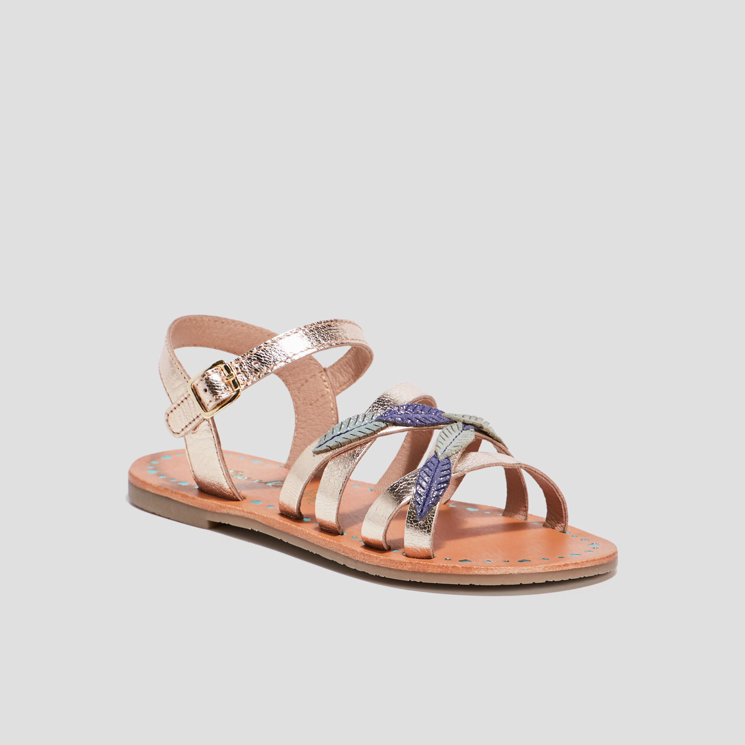 Sandales en cuir Creeks jaune or fille CREEKS