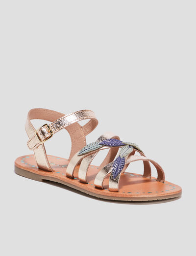 Sandales en cuir Creeks jaune or fille