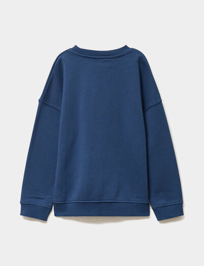Sweat oversize manches longues col rond bleu fonc&eacute; gar&ccedil;on