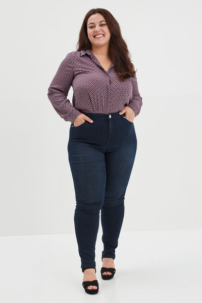 Jeans slim 5 poches avec liserés bleu femme grande taille