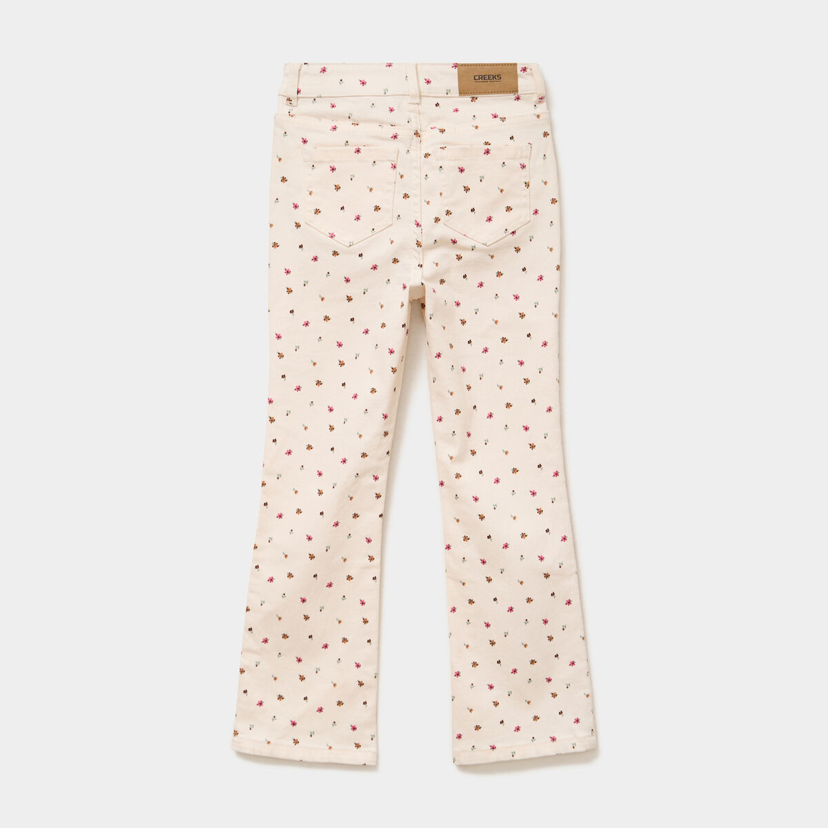 Pantalon flare stretch 5 poches beige fille