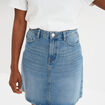 Jupe courte trapèze en jean coton denim double stone femme