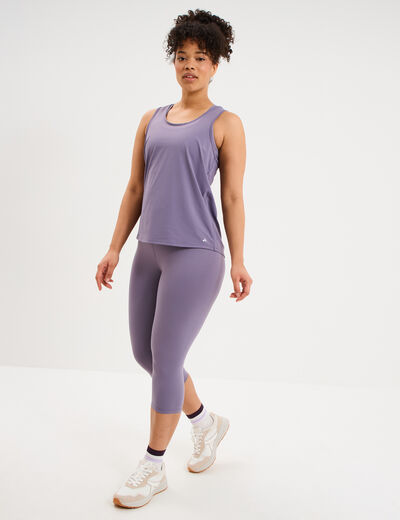 Legging corsaire de sport stretch violet femme