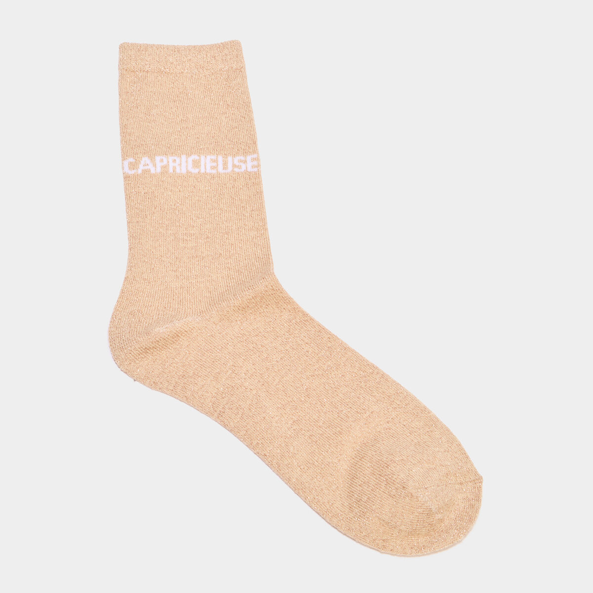 Chaussettes &agrave; fils m&eacute;tallis&eacute;s mi-hautes jaune or femme
