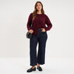 Gilet ajust&eacute; col rond manches longues violet fonc&eacute; femme grande taille