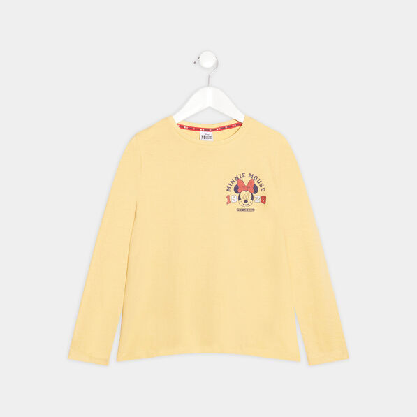 T-shirt manches longues Minnie jaune fille