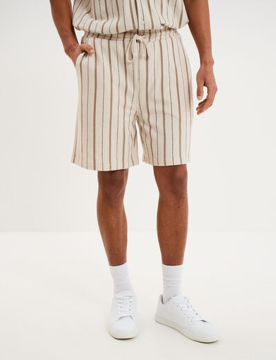 Bermuda droit coton beige homme
