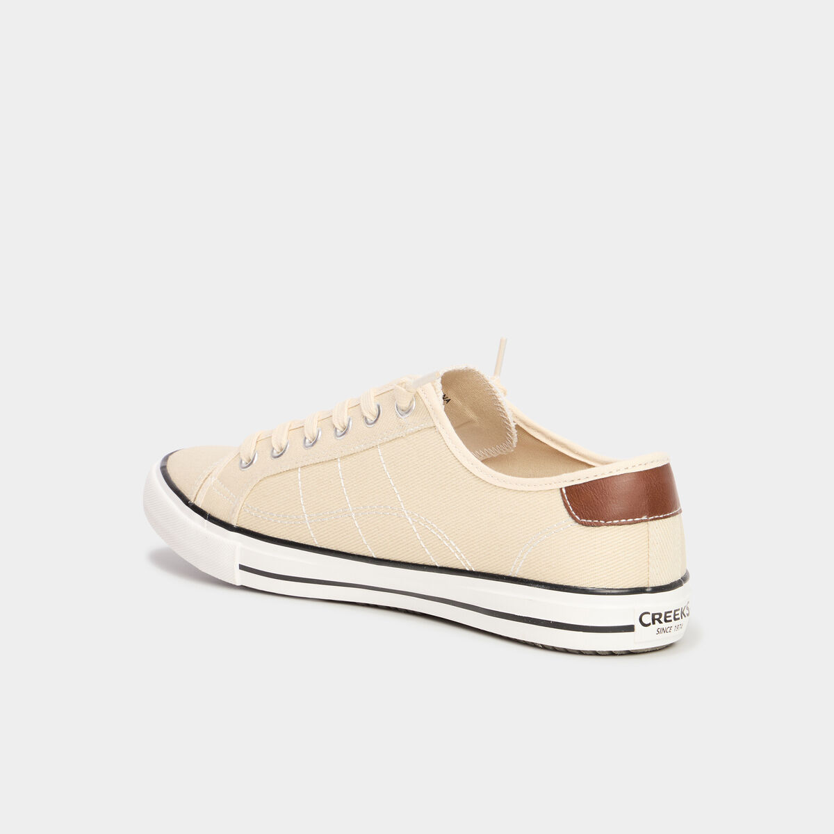 Tennis basses en toile &agrave; lacets sable homme