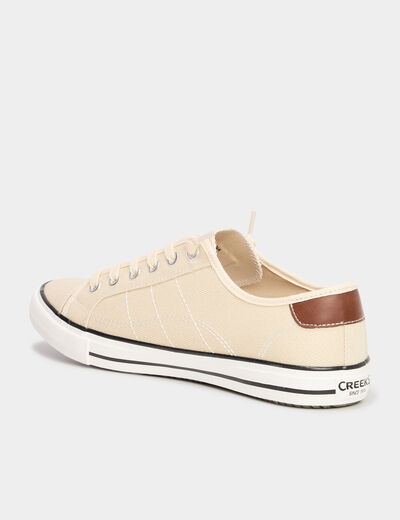 Tennis basses en toile à lacets sable homme