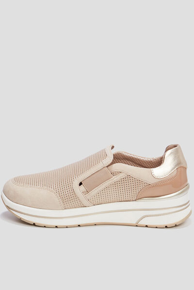 Loafers emboîtants en cuir pied large gris argent femme