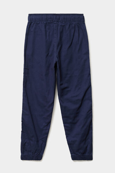 Pantalon jogger doubl&eacute; coton bleu marine gar&ccedil;on