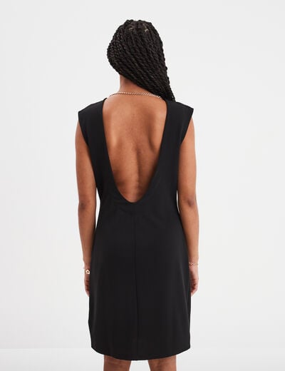Robe courte dos ouvert avec bijou noir femme