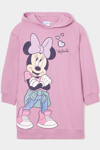 Robe sweat à capuche Minnie parme fille