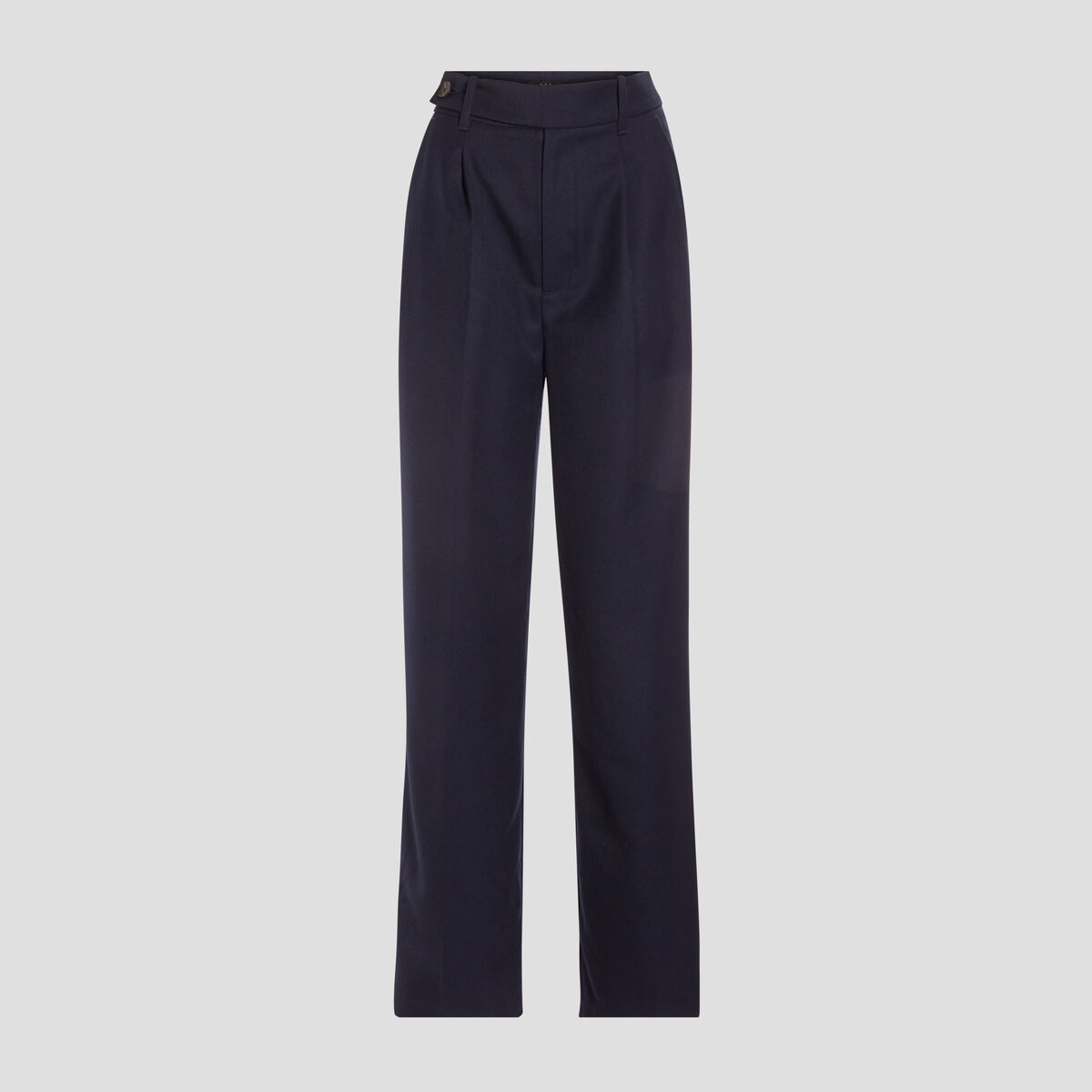 Pantalon large taille haute bleu marine femme