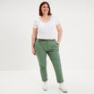 Pantalon chino taille haute coton vert kaki femme grande taille
