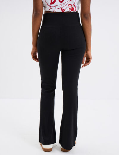 Legging flare stretch taille haute noir femme