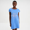 Chemise de nuit courte coton bleu electrique femme