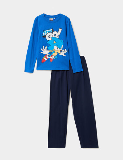Ensemble pyjama coton Sonic bleu gar&ccedil;on