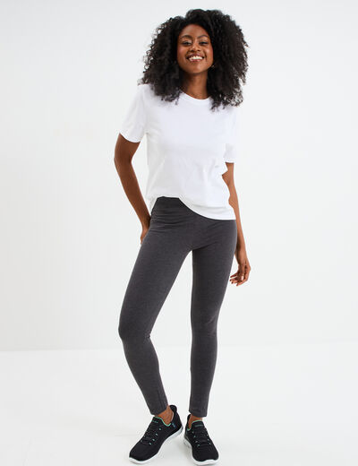 T-shirt col rond manches courtes coton blanc femme