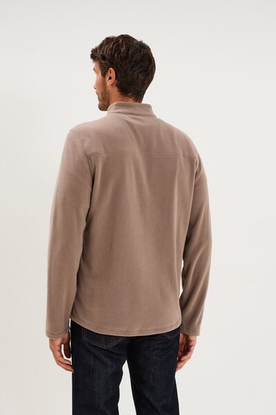 Sweat polaire col camionneur gris homme