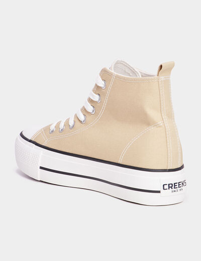 Baskets montantes &agrave; lacets Creeks sable femme
