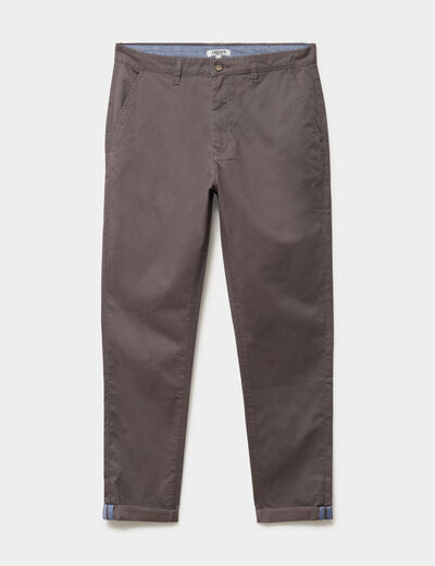 Pantalon chino slim stretch taupe homme