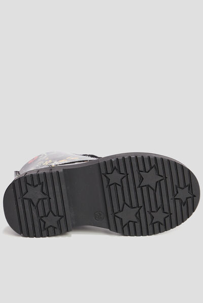 Bottines vernies print fleuri noir fille