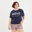 Ensemble pyjama short 2 pièces Modavista ecru femme grande taille