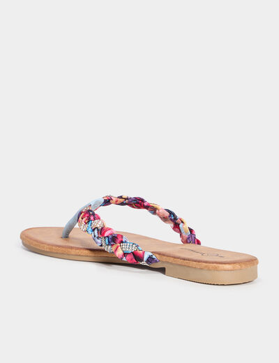 Mules plates détails foulard bleu femme
