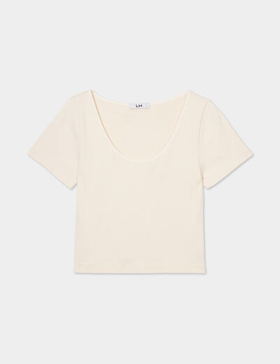 T-shirt manches courtes beige femme