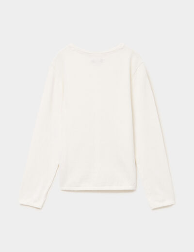 Gilet boutonn&eacute; coton m&eacute;lang&eacute; ivoire fille