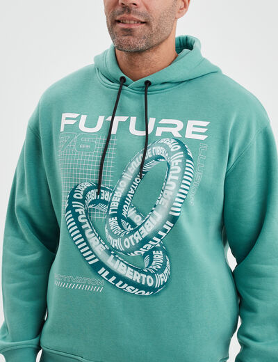 Sweat à capuche hoodie Liberto bleu turquoise homme