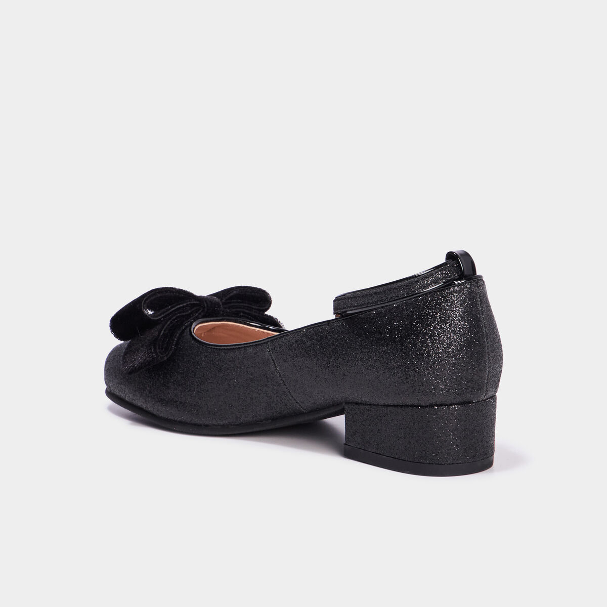 Babies &agrave; talons paillet&eacute;es avec noeuds noir fille