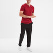 T-shirt manches courtes col tunisien rouge homme