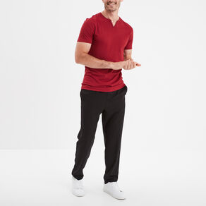 t shirt manches courtes col tunisien rouge homme T-shirt manches courtes col tunisien rouge homme