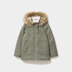 Parka &agrave; capuche fausse fourrure vert kaki fille
