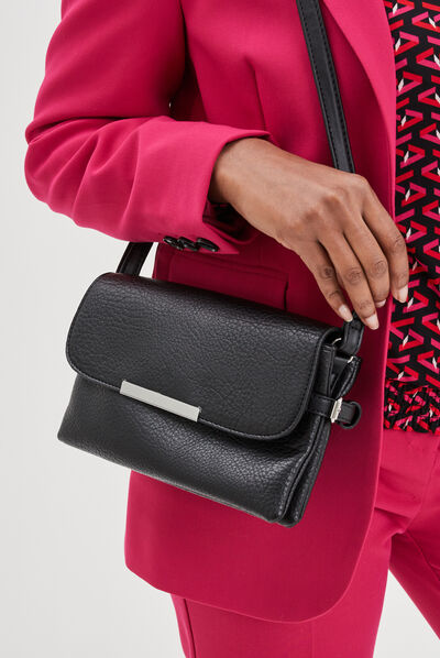Sac en bandoulière avec rabat noir femme