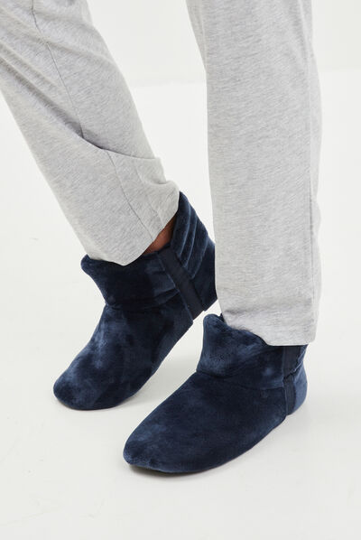 Chaussons bottines aspect velours gris homme