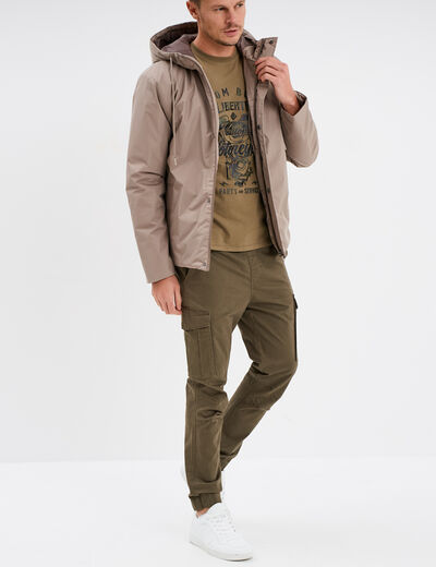 T-shirt manches courtes coton Liberto vert kaki homme