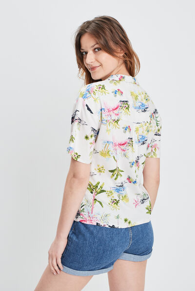 Chemise manches courtes ecru femme