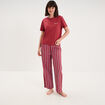 Pantalon de pyjama droit coton mauve femme