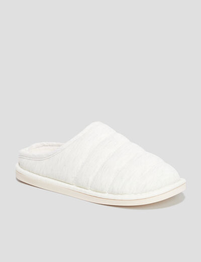 Chaussons mules fourrés gris femme