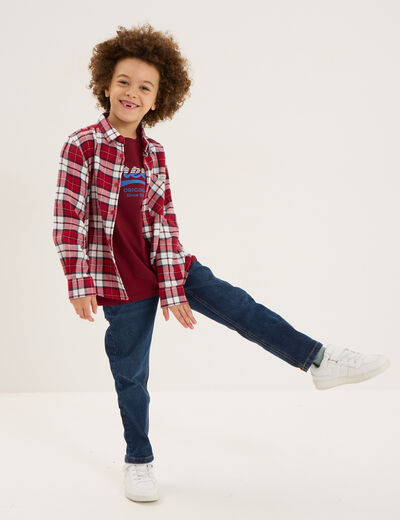 T-shirt col rond manches courtes coton bordeaux garçon