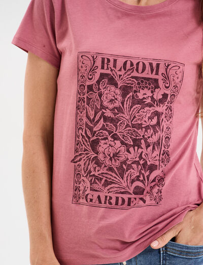 T-shirt ajusté col rond coton Creeks vieux rose femme