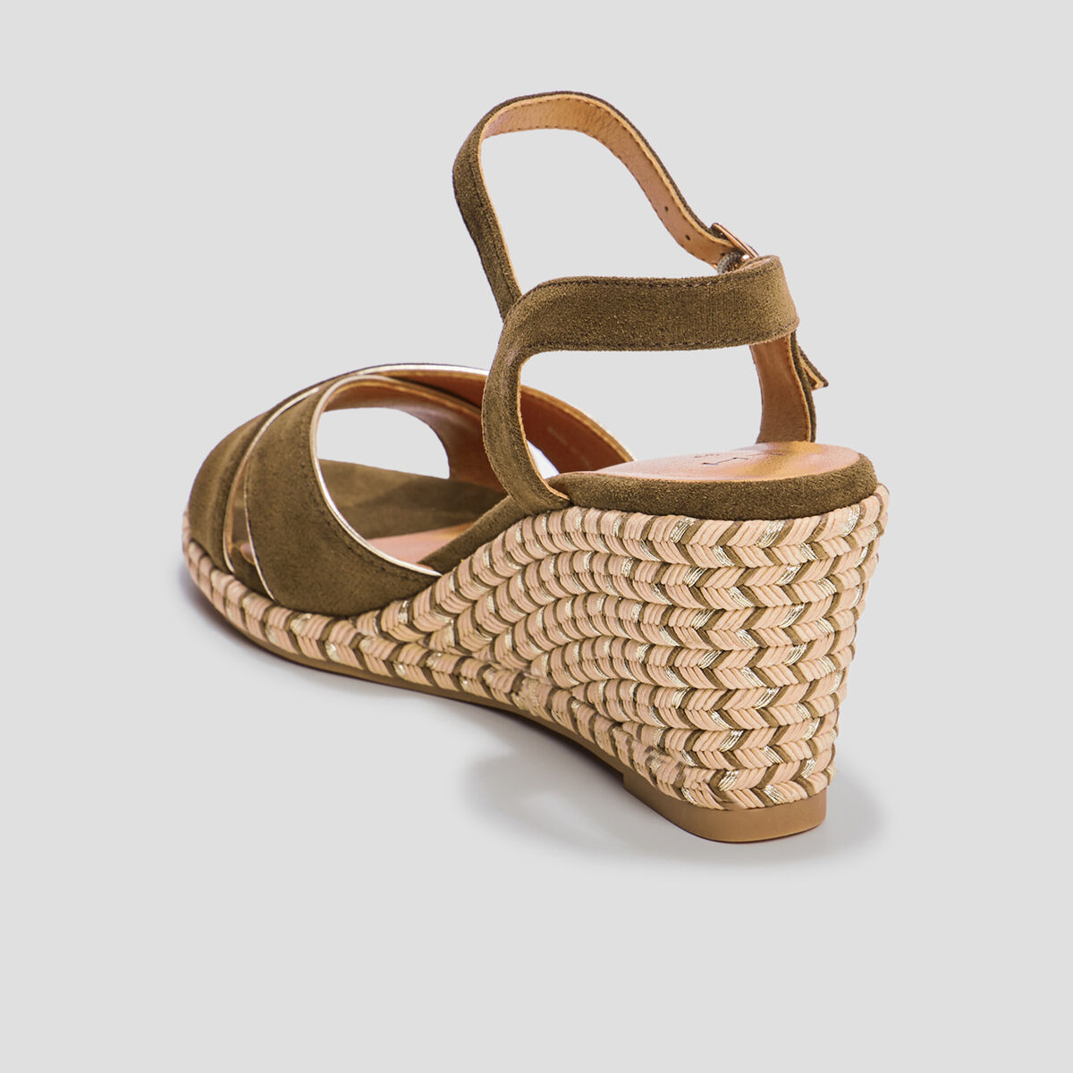 Sandales à talons compensés vert kaki femme