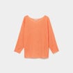 Pull droit col rond manches longues orange corail femme