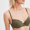 Soutien-gorge push up micro dentelle vert kaki femme