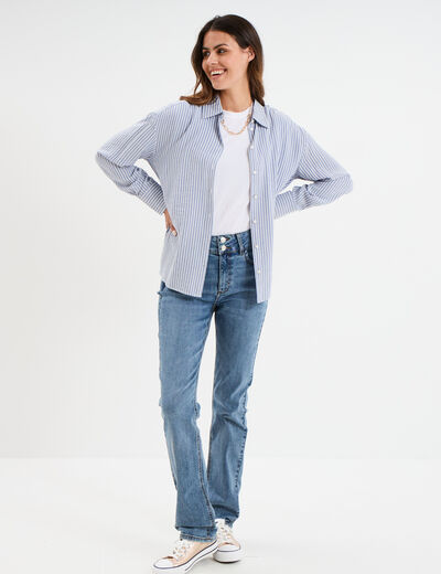Chemise manches longues bleu marine femme