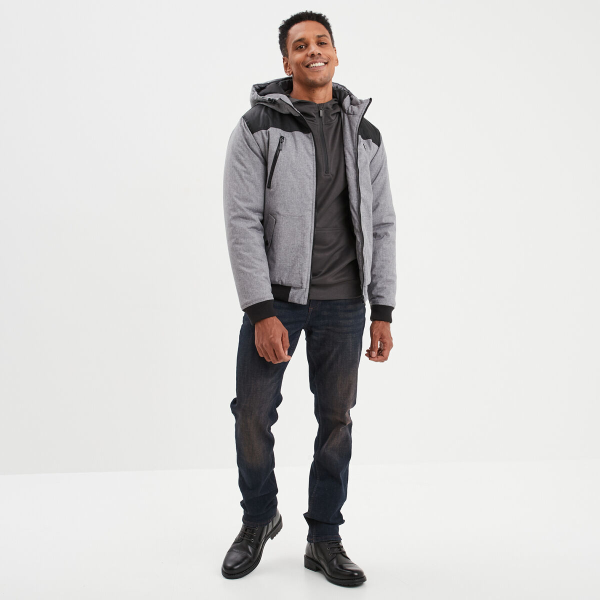 Sweat &agrave; capuche hoodie zipp&eacute; vert kaki homme