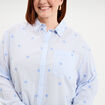 Chemise brod&eacute;e 1 poche manches longues bleu femme grande taille